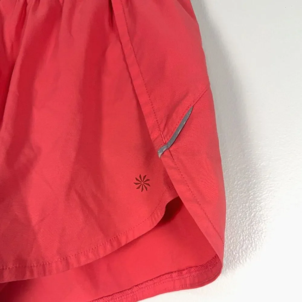 Athleta Running Shorts Women’s Small Pink Coral Athletic Lined Activewear 4”